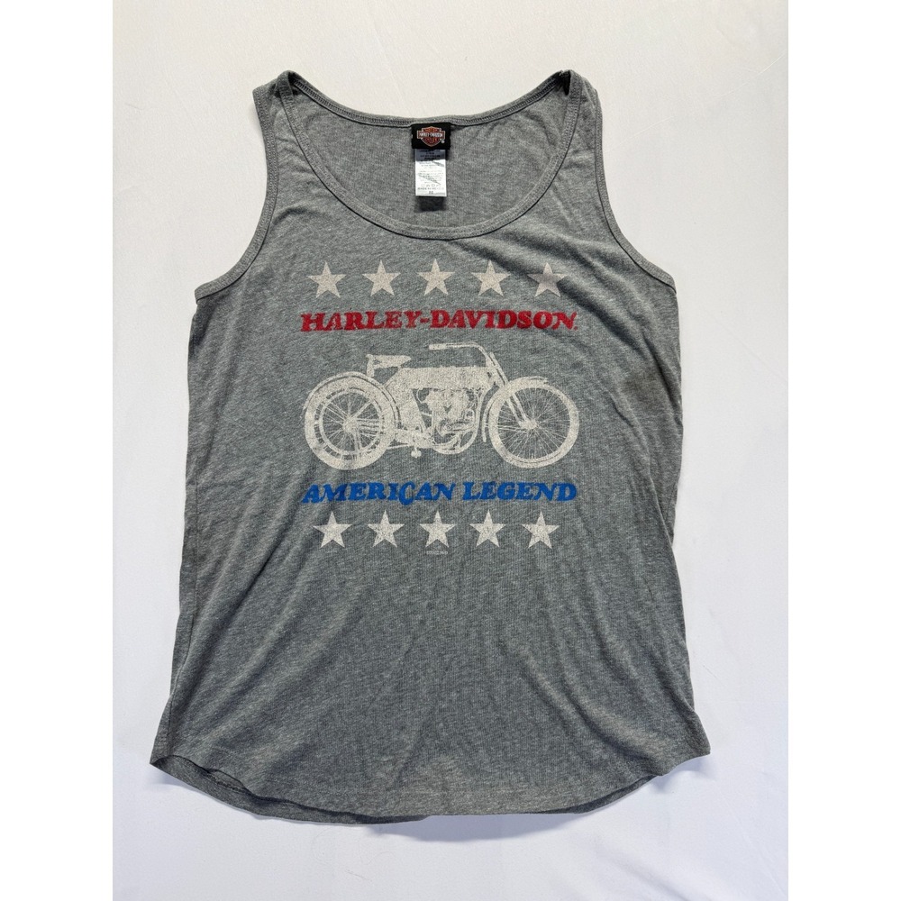 Harley-Davidson Tank Top Womens Medium Gray‎ Graphic American Legend Motorcycle